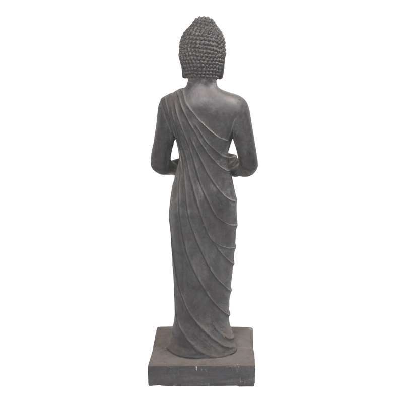Standing Buddha Indoor Outdoor Statue in Light or Dark Grey